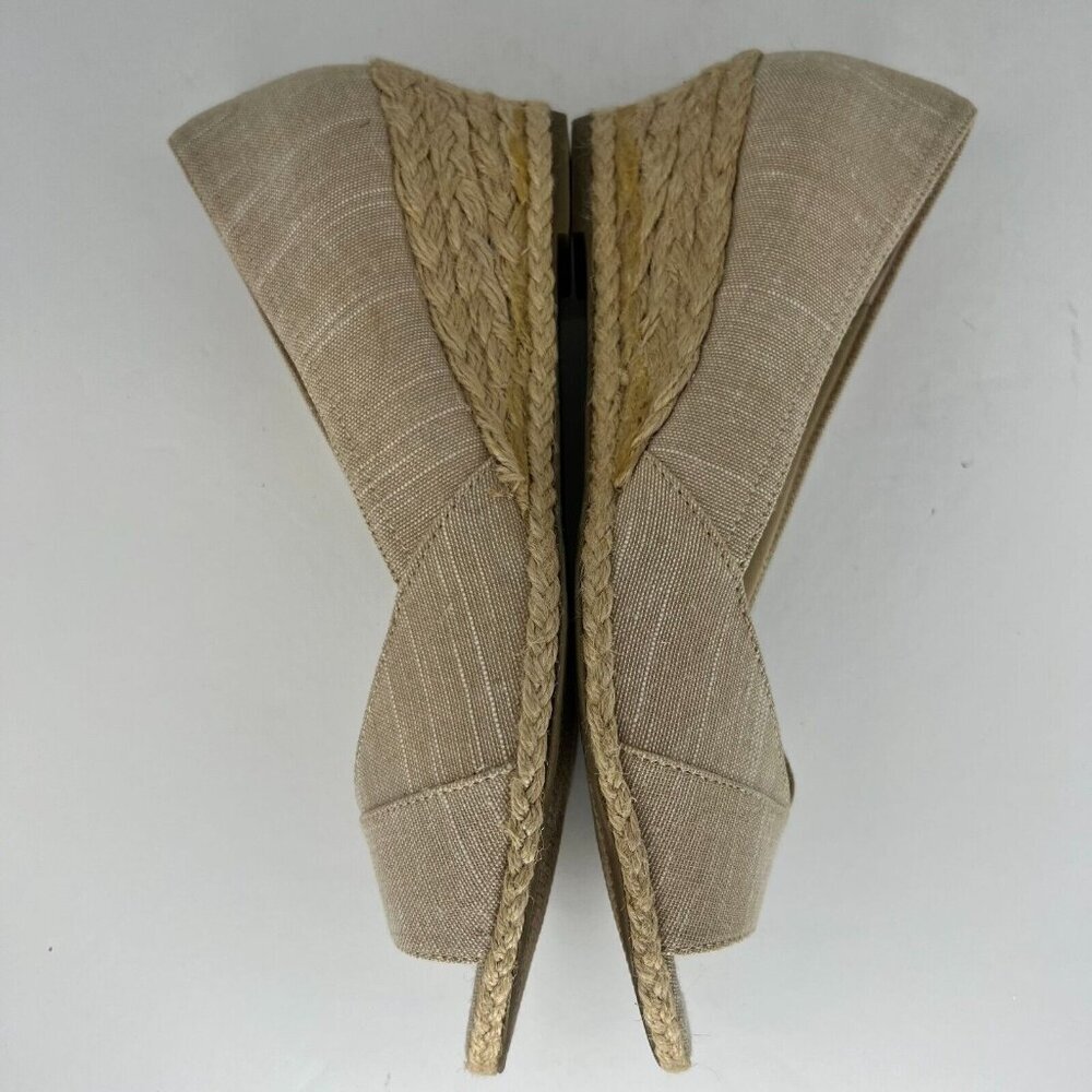 Coach and Four Womens Khaki Open Peep Toe Espadrille Canvas Size 8.5 Sandals - Picture 7 of 9